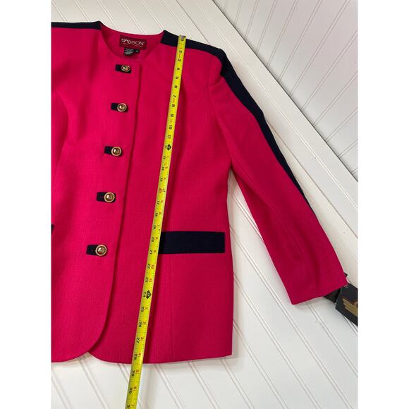 NWT Vintage SASSON Paris New York Blazer Jacket Pink Navy 80s / 90s Size 14 - Picture 4 of 7